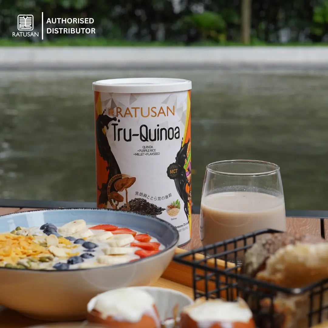Ratusan Tru-Quinoa Meal Replacement 450g – Black Sesame, 18 Grains, MCT, Superfood Drink