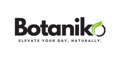 Botanik logo with tagline 'Elevate Your Day, Naturally.' Black text, transparent background.