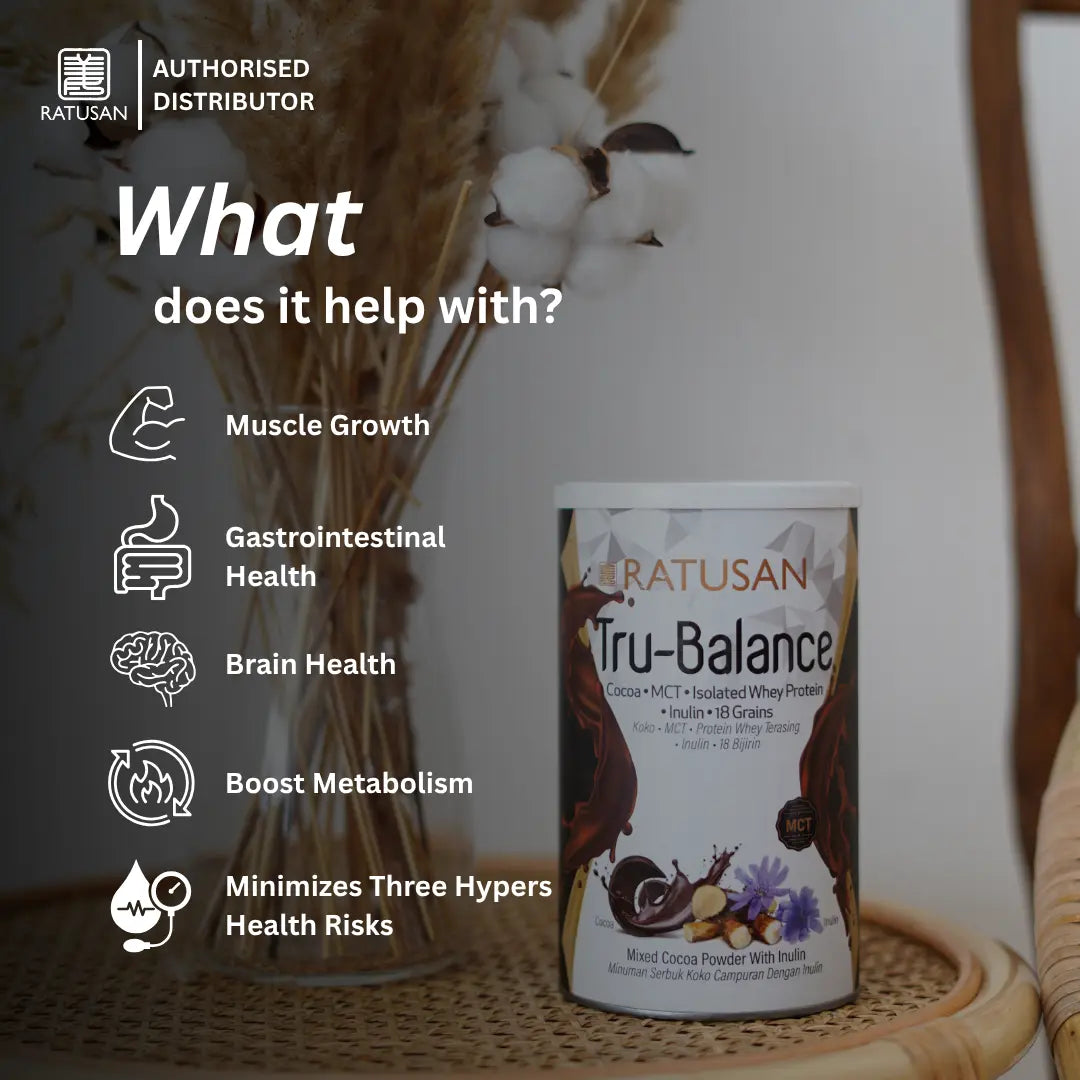 Ratusan Tru-Balance Cocoa Protein Powder 450g – 8.3g Protein, High Fiber, Superfood Shakes