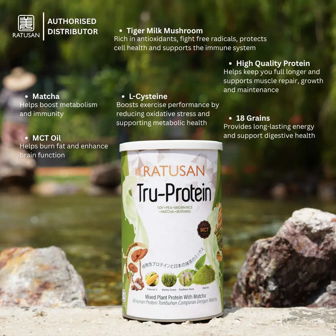 Ratusan Tru-Protein Plant-Based Meal Replacement Shake 450g – Matcha Flavor, Vegan, Low Sugar