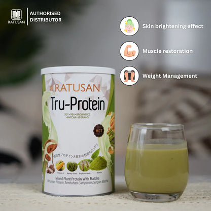 Ratusan Tru-Protein Plant-Based Meal Replacement Shake 450g – Matcha Flavor, Vegan, Low Sugar