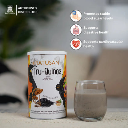 Ratusan Tru-Quinoa Meal Replacement 450g – Black Sesame, 18 Grains, MCT, Superfood Drink