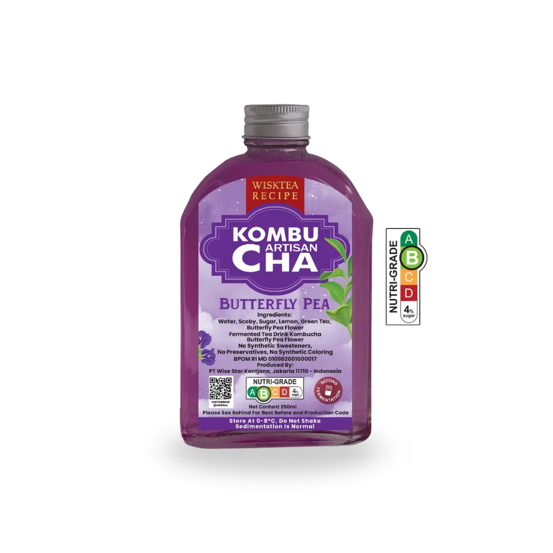 WiskTea Recipe's Butterfly Pea Kombucha with transparent background