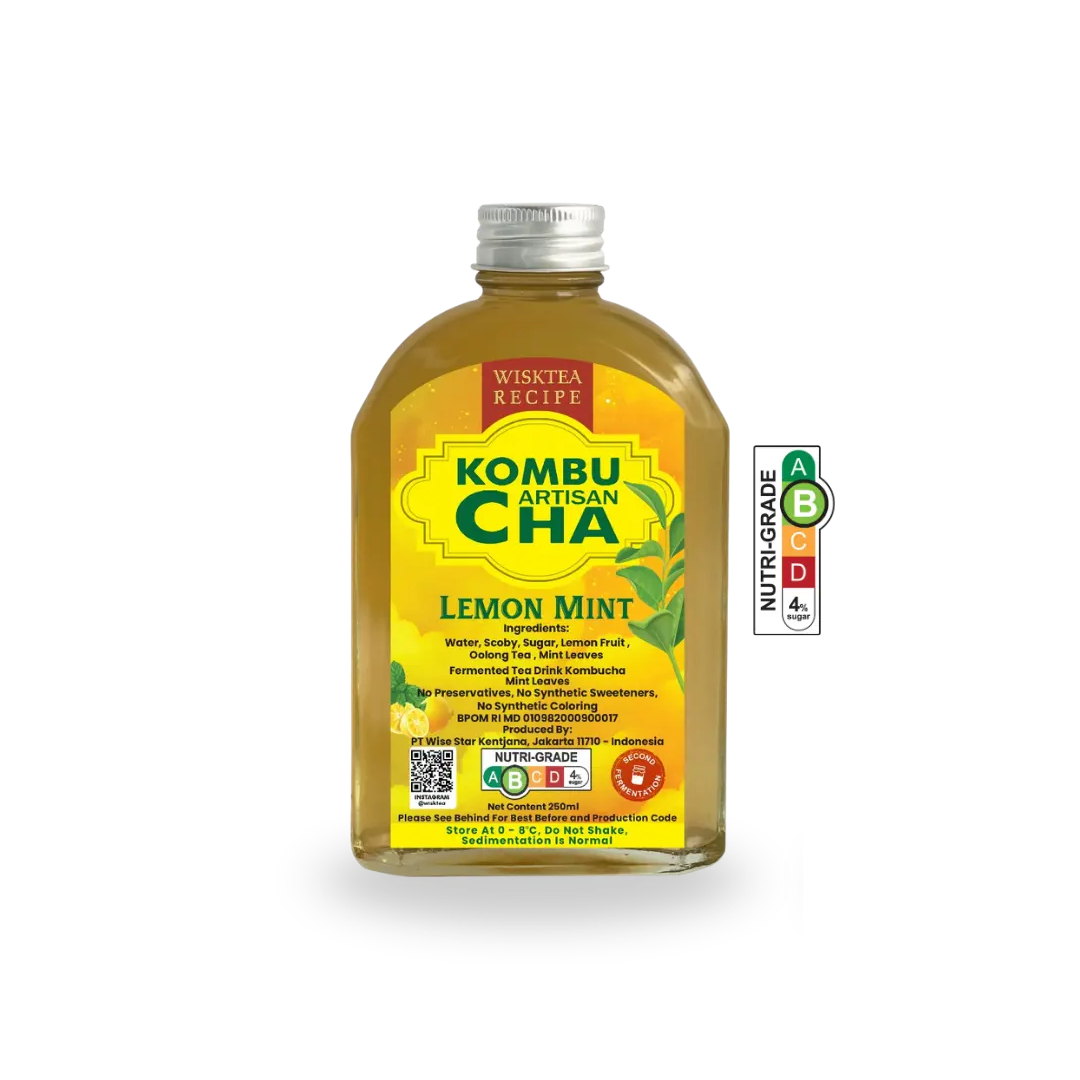 WiskTea Recipe's Lemon Mint Kombucha with transparent background
