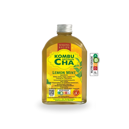 WiskTea Recipe's Lemon Mint Kombucha with transparent background
