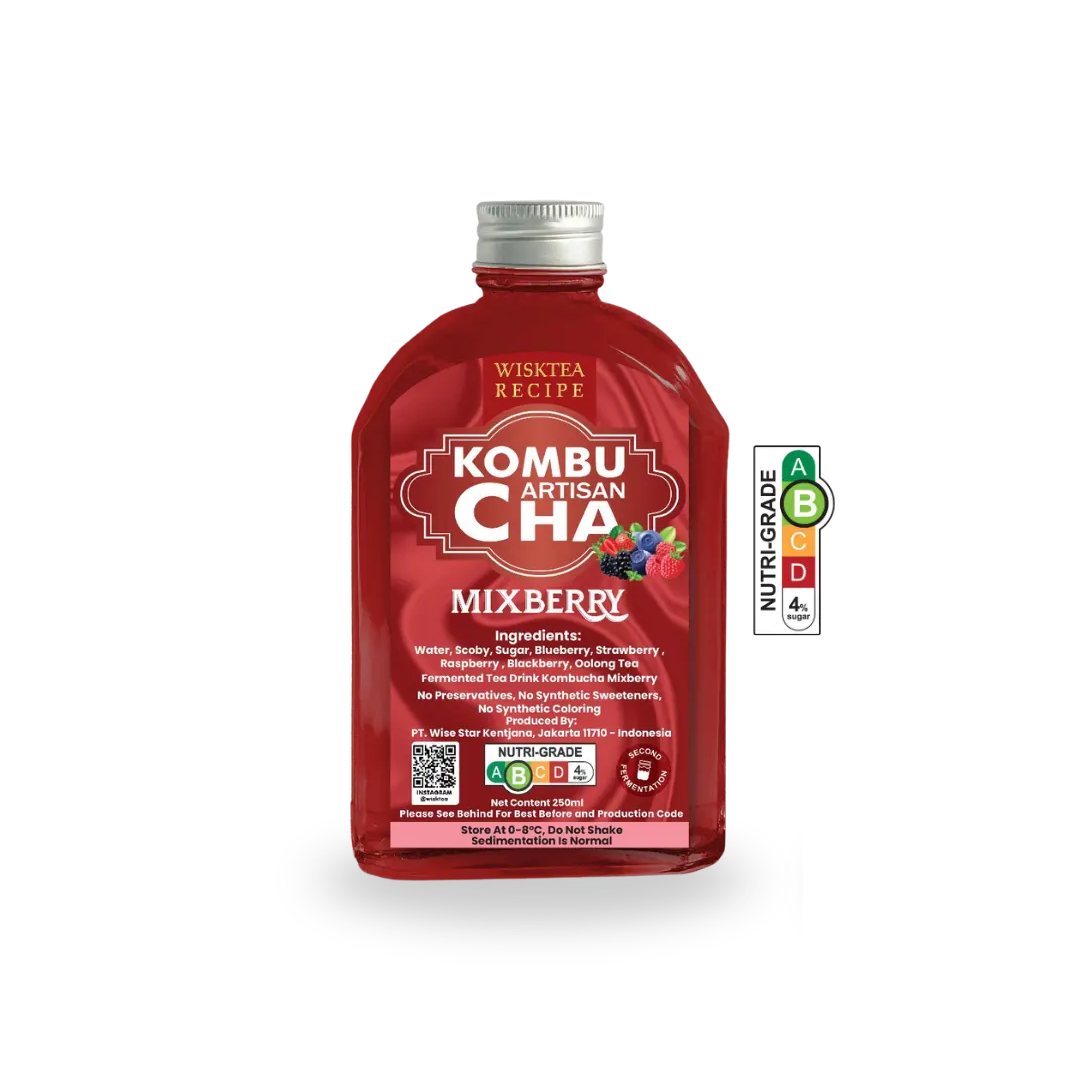 WiskTea Recipe's Mix Berry Kombucha with transparent background